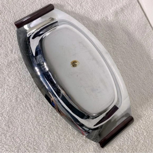 Vintage Glo Hill Gourmates Chrome Serving Tray With Bakelite Handles - Picture 4 of 11